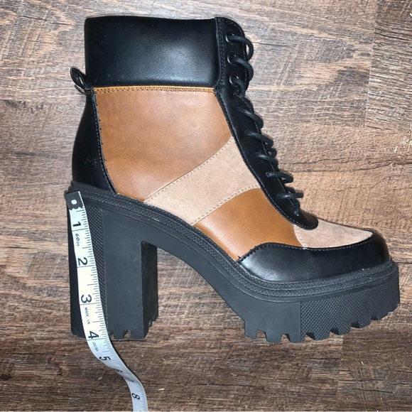 Steve Madden Madden Girl Ankle Black/Tan/Brown Patchwork Boots Women’s Size 8 - Picture 9 of 10